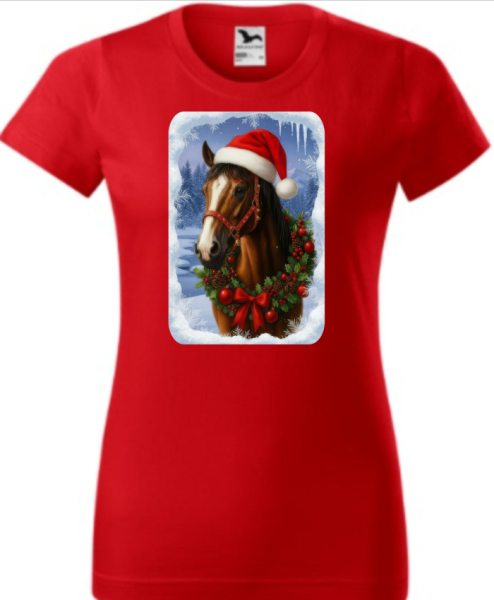 Vánoční tričko s koněm dámské3